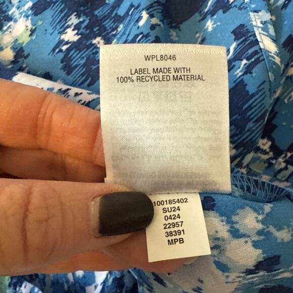 Style & Co NWT Women's Plus 3X Blue Pintuck 3/4 Bell Sleeve V Neck Tunic Blouse - Picture 9 of 13